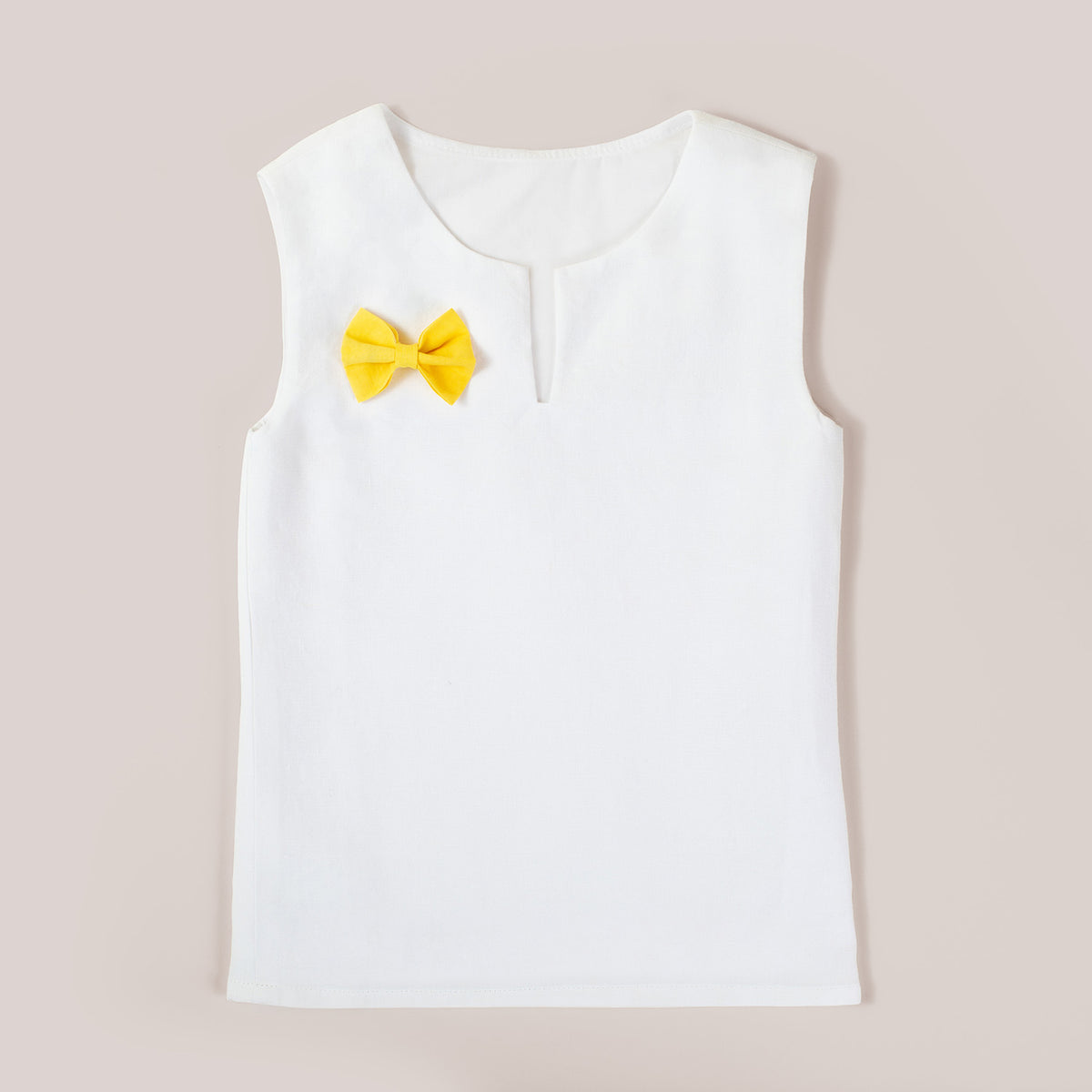V-neck Girls Top with Yellow Ribbon Feature image 0