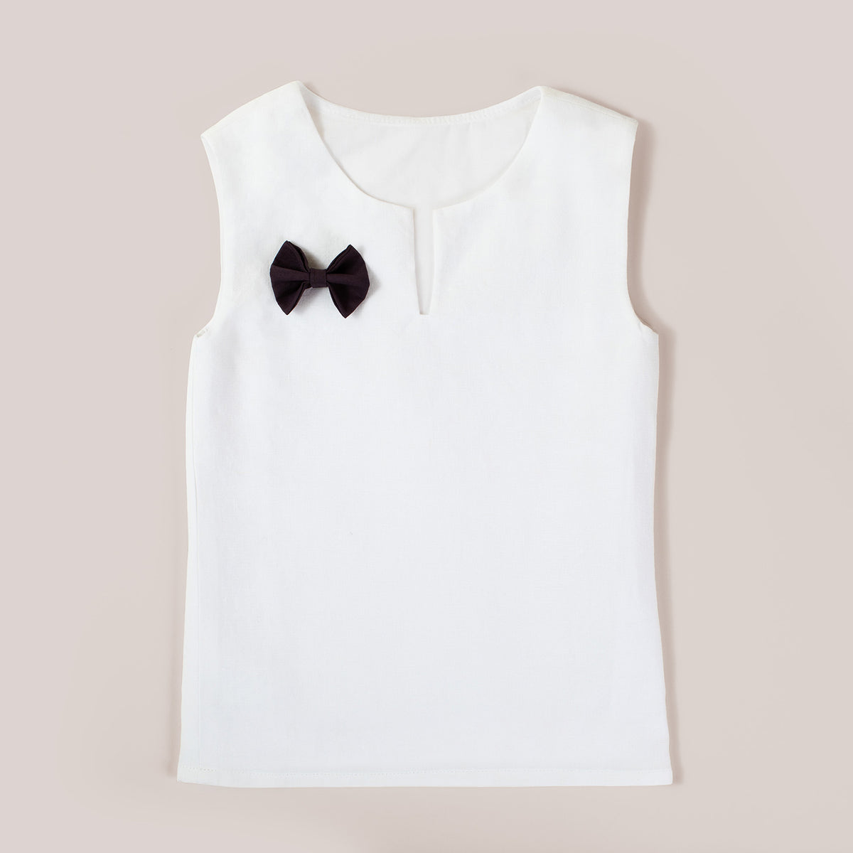 V-neck Girls Top with Black Ribbon Detail image 3