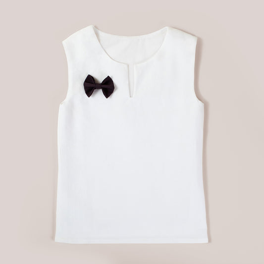 V-neck Girls Top with Black Ribbon Detail image 3